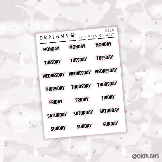 Days of the Week Scripts // Foiled Scripts