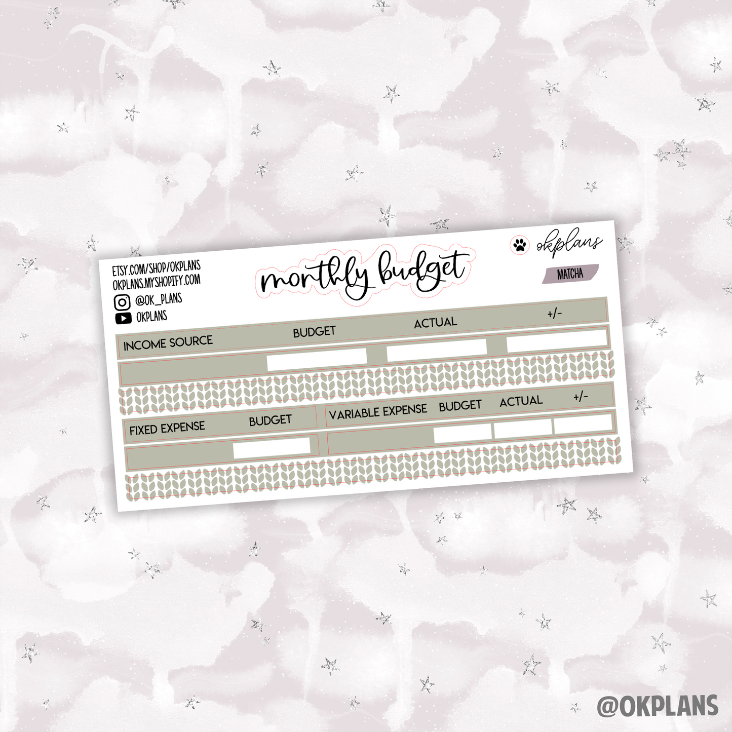 Monthly Budget Split // 7x9 Monthly