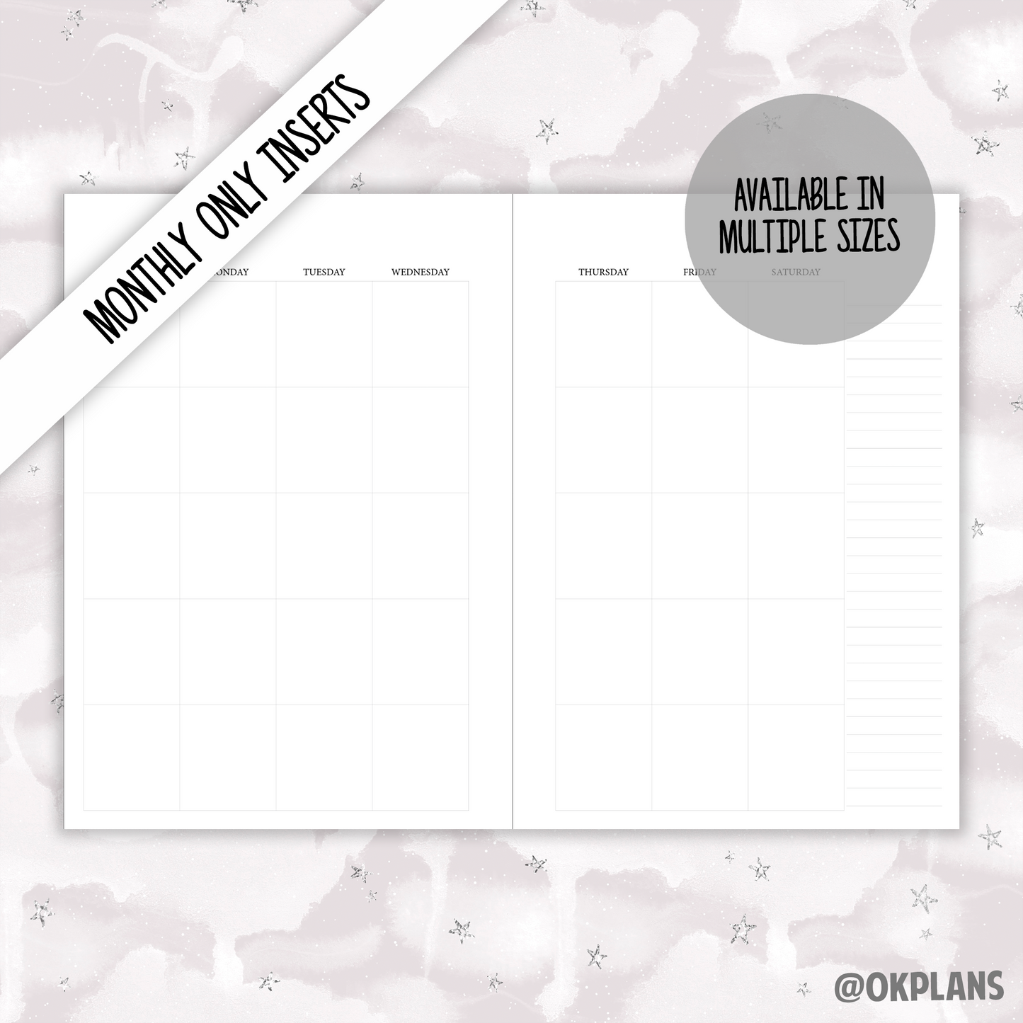 Punched Monthly Pages // Choose Size, Layout, Punched Style