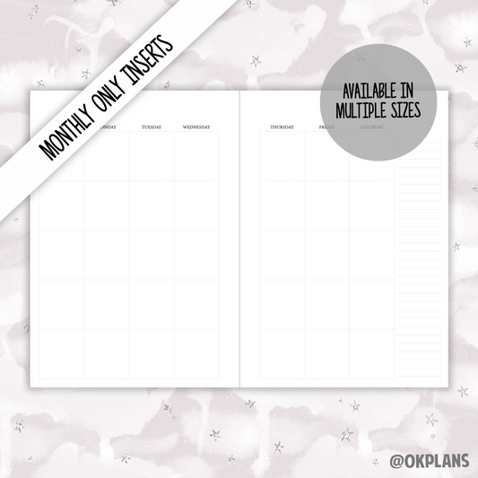 Punched Monthly Pages // Choose Size, Layout, Punched Style
