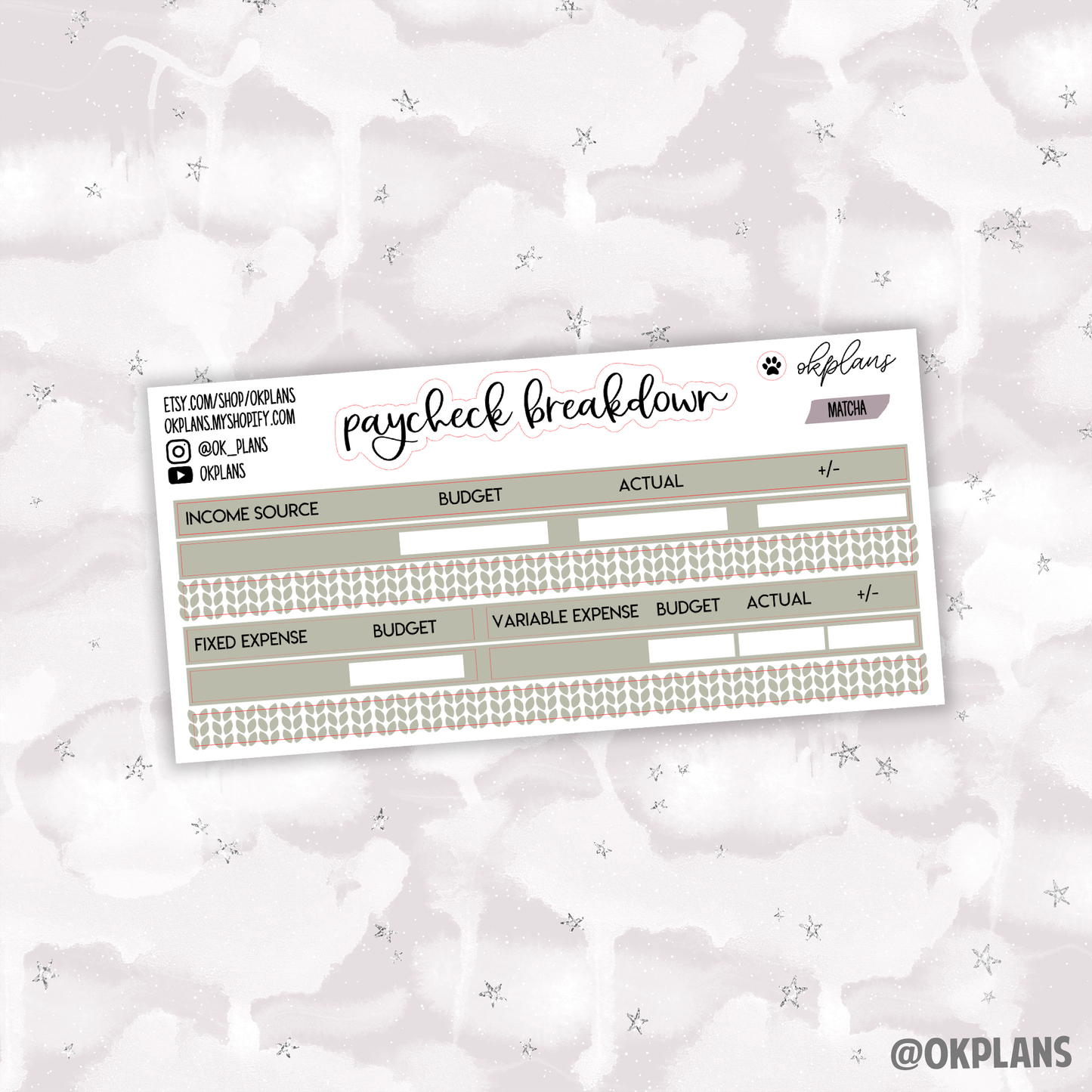 Paycheck Breakdown Split // 7x9 Monthly