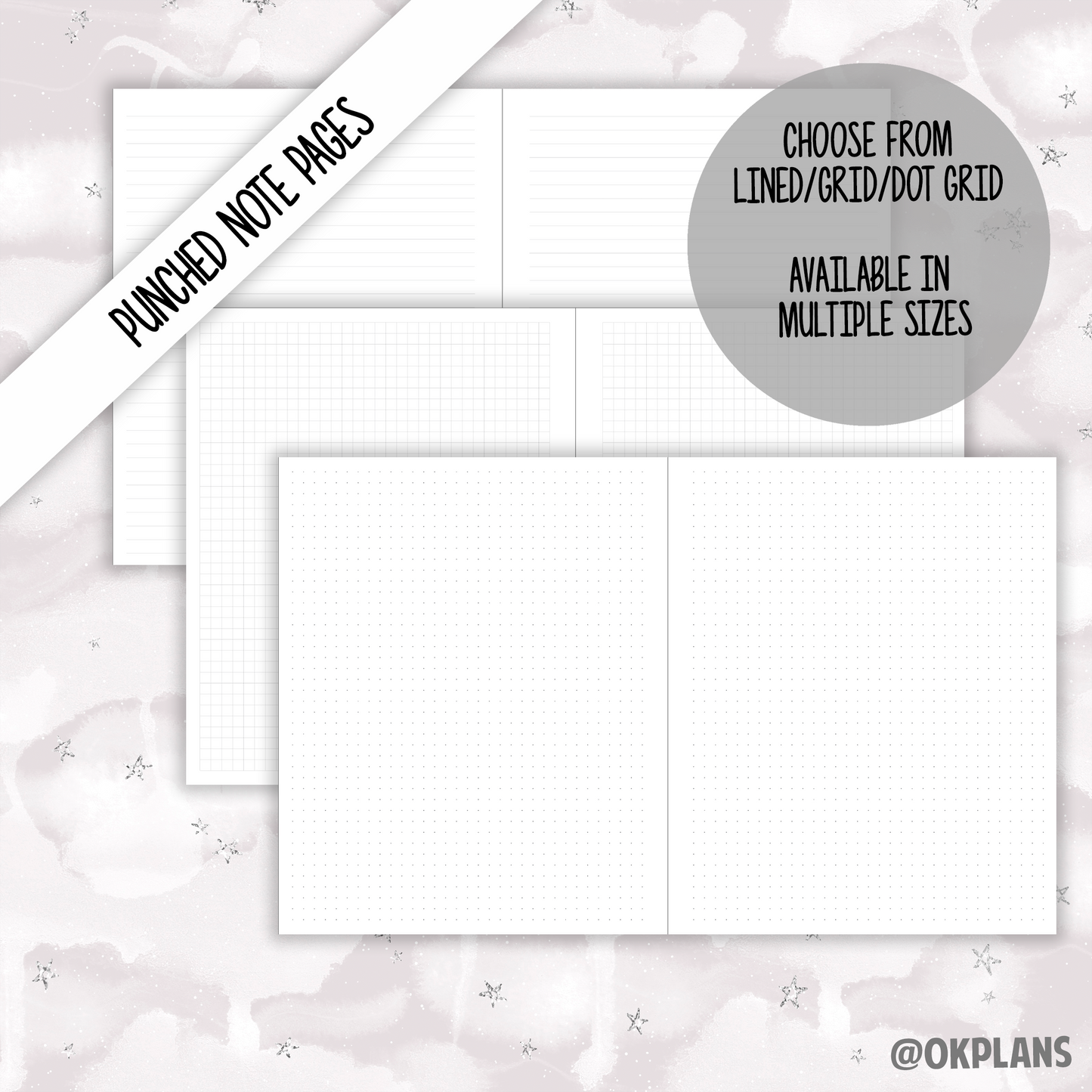 Punched Notes Pages // Choose Size, Layout, Punched Style