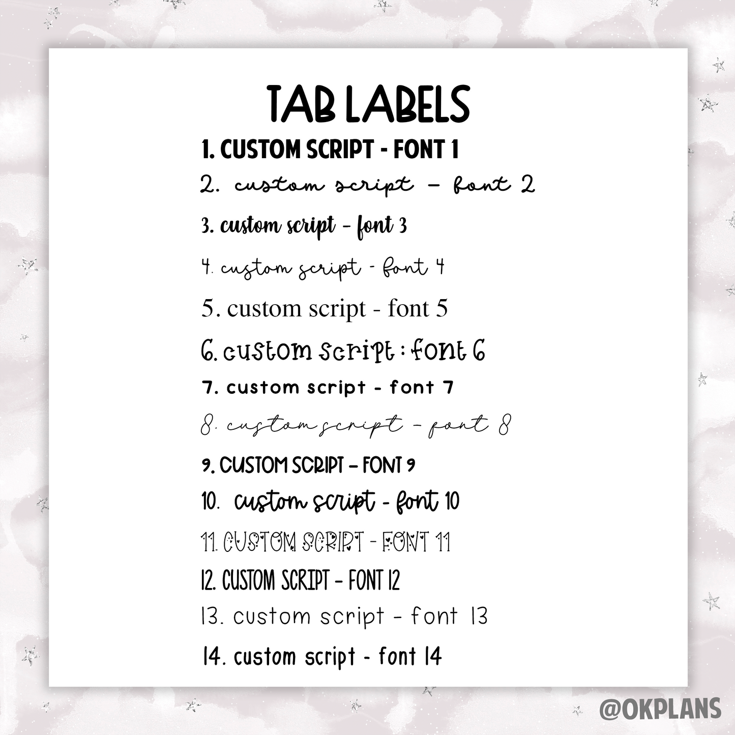 Tabs // For OKPLANS Planner ONLY